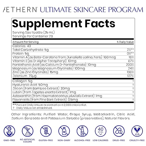 Collagen Drink + Hyaluronic Acid. Liquid Skincare Supplement. 12 High-Grade Natural Ingredients AETHERNAu supplements
