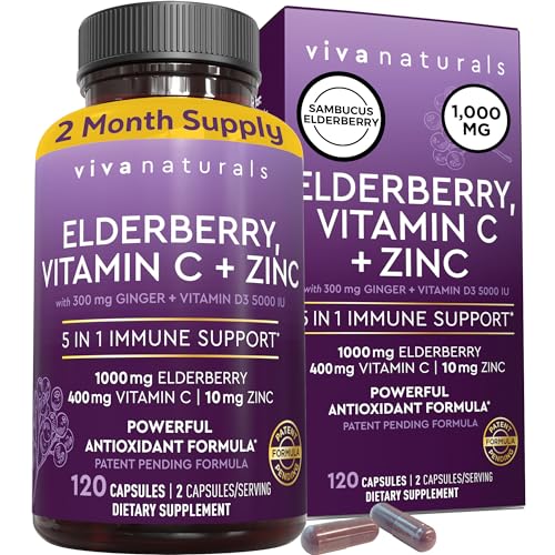 Viva Naturals Sambucus Elderberry with Vitamin C and Zinc for Adults - 5 in 1 Sambucus Viva NaturalsAu supplements