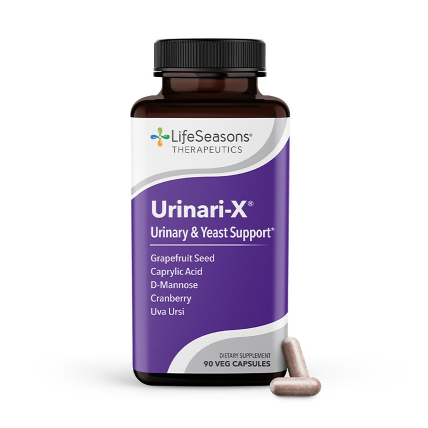 Urinari-X - Urinary Tract Support - Fast Acting UTI Relief - Vitamin Supplement for Healthy Bladder Function & Immunity - D-Mannose, Cranberry, Caprylic Acid, Uva Ursi & Grapefruit - 90 Capsules LifeSeasonsAu supplements