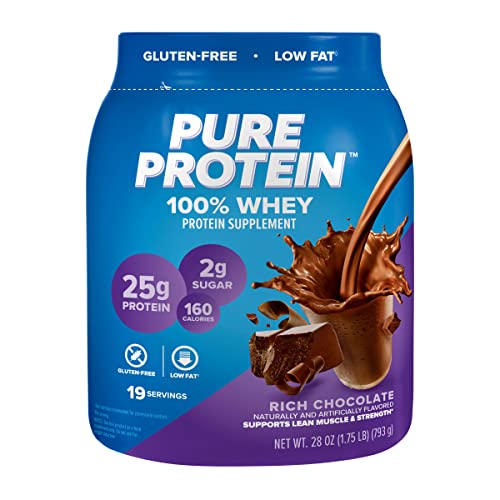 Pure Protein 100% Whey Protein Powder, Rich Chocolate, 25 g Protein, 1.75 lb Pure ProteinUS supplements
