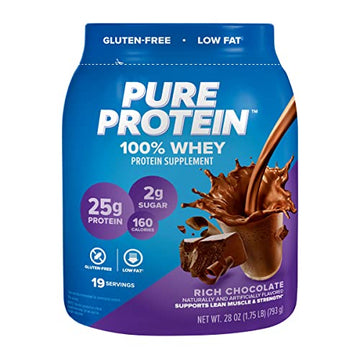 Pure Protein 100% Whey Protein Powder, Rich Chocolate, 25 g Protein, 1.75 lb Pure ProteinUS supplements