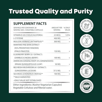 VitalWise Fresh Lungs Lung Detox and Cleanse Supplement with Mullein Leaf Extract VitalWiseUS supplements