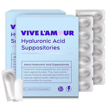 Vive L'Amour 15mg Hyaluronic Acid Vaginal Suppositories (2-Pack, 24 Count), Vaginal Moisturizer, Continuous Hydration, Relieves Vaginal Dryness, Restores Natural Softness & Elasticity, Vaginal Health Vive L'AmourUS supplements