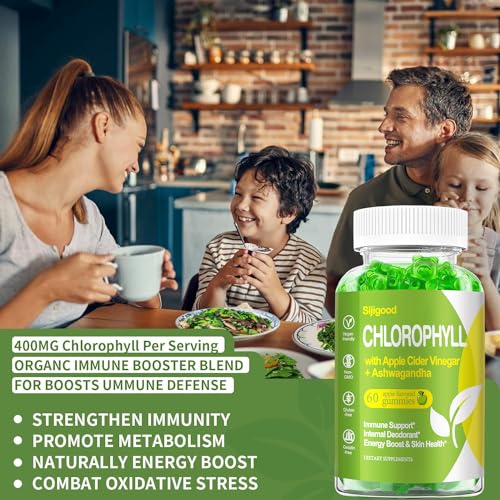 Organic Chlorophyll Gummies with Ashwagandha, Black Seed Oil, Apple Cider Vinegar SijigoodUS supplements