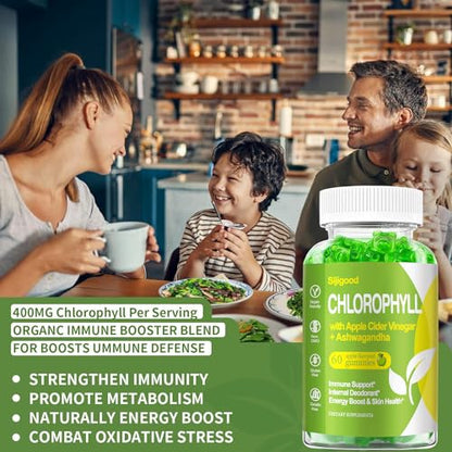 Organic Chlorophyll Gummies with Ashwagandha, Black Seed Oil, Apple Cider Vinegar SijigoodUS supplements