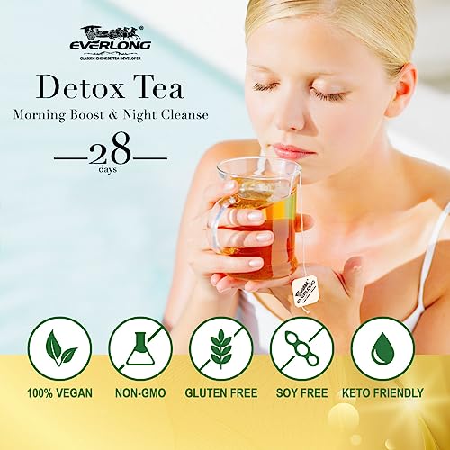 EVERLONG Detox Tea 28 Day Morning Boost Tea and Night Cleanse Tea, Burn Fat and Boost EVERLONGUS supplements
