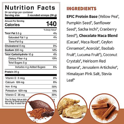 Sprout Living Epic Protein, Plant Based Protein & Superfoods Powder, Chocolate Maca Sprout LivingUS supplements