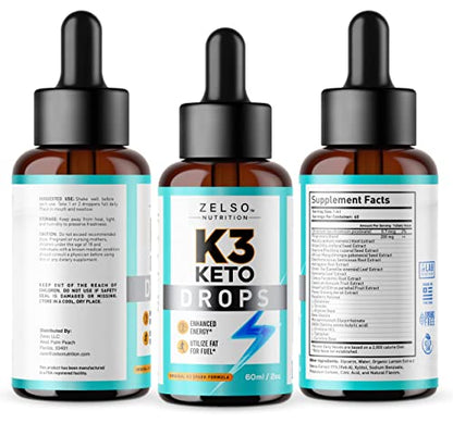 K3 Keto Drops for Weight Loss - Fat Burner & Metabolism Booster | Advanced Keto Carb ZELSOUS supplements