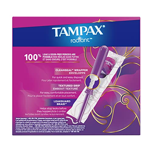 Tampax Radiant Tampons Multipack, Regular/Super/Super Plus Absorbency, With Leakguard Braid TampaxAu supplements