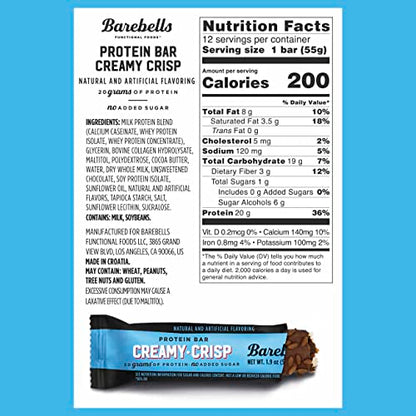 Barebells Protein Snacks Bars Creamy Crisp - 12 Count, 1.9oz Bars 55g of High Protein BAREBELLSUS supplements