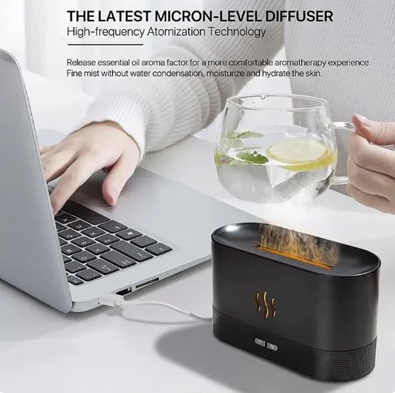 Flame Aroma Diffuser Humidifier 180ml, Oil Essential 2 Modes Brightness Aroma Humidifier GenericAu supplements