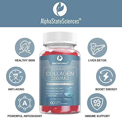 **New**Advanced Collagen Gummies 2000mg - Promote Skin Elasticity, Hair Growth, and Joint Health - Delicious Berry AlphaStateSciencesAu supplements