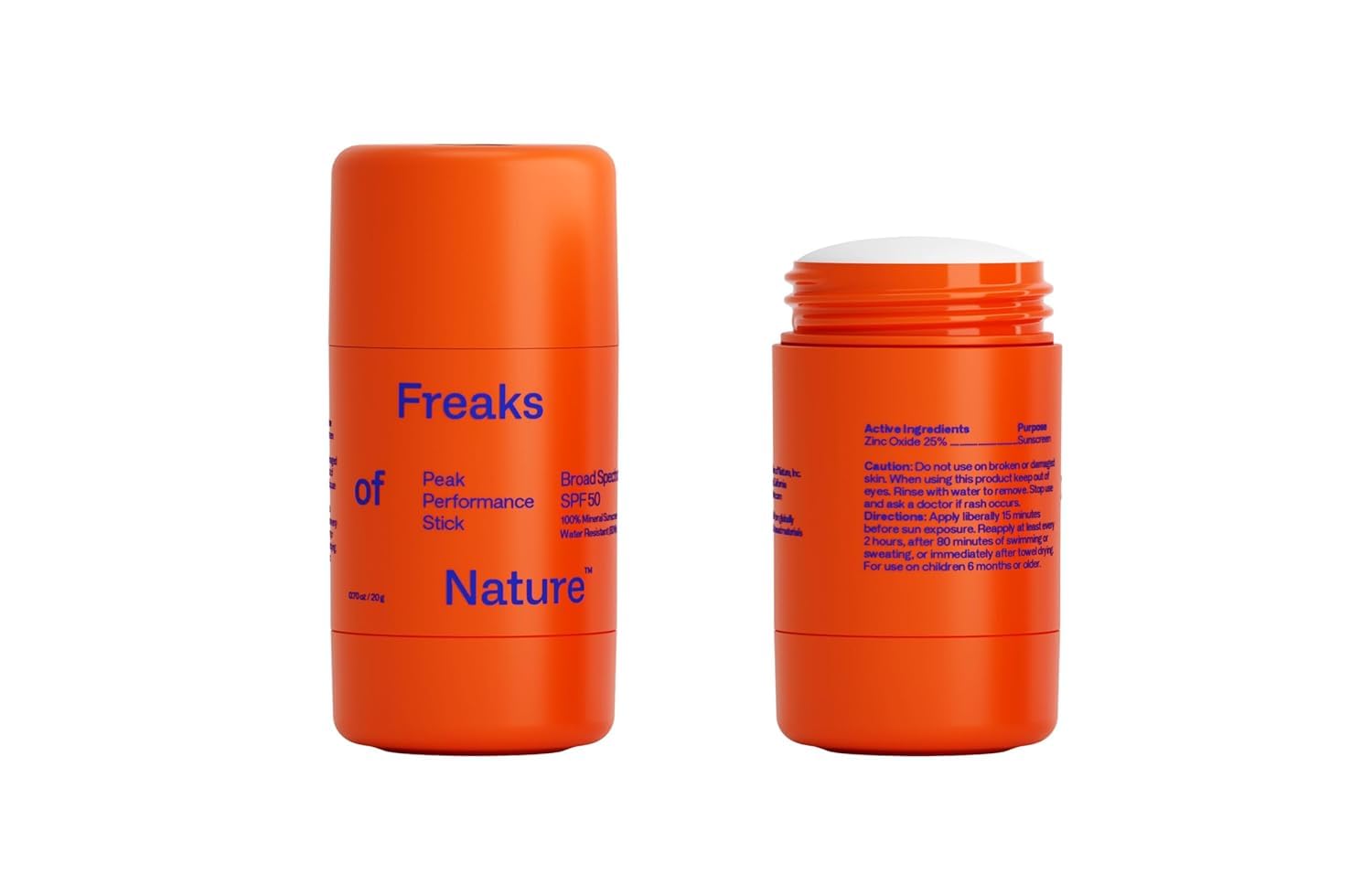 Peak Performance Sun Stick SPF 50 | 100% Mineral Sunscreen | Lightweight, 40-Min Water-Resistant | Plant-Based, Eco-Friendly, Reef-Safe, Cruelty-Free | All Skin Types | 0.70 oz | Pack of 2 Freaks of NatureAu supplements