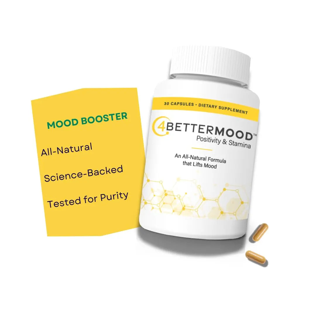 4BETTERMOOD Positivity & Stamina Capsule (30ct) Premium Mood Supplement - Enhance Mood & Promote Emotional Balance - Rhodiola, L-Theanine. Bocopa monnnieri, Velvet Bean, Skull Cap & Ashwaganda. 4BETTERMOOD Positivity & Staminanz supplements