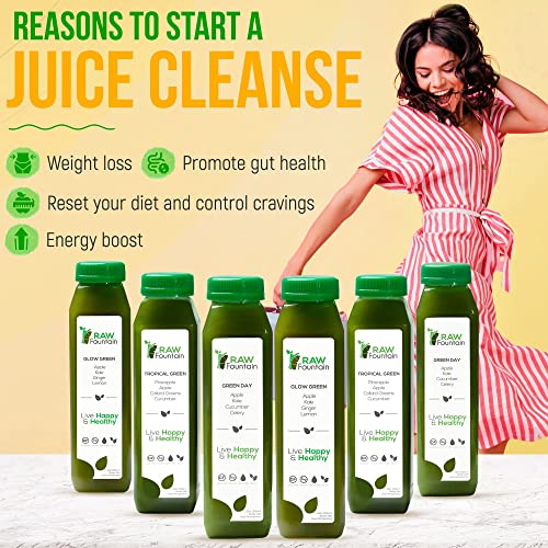 Raw Fountain 7 Day Green Juice Cleanse, All Natural Raw, Vegan Detox, Cold Pressed Raw FountainUS supplements