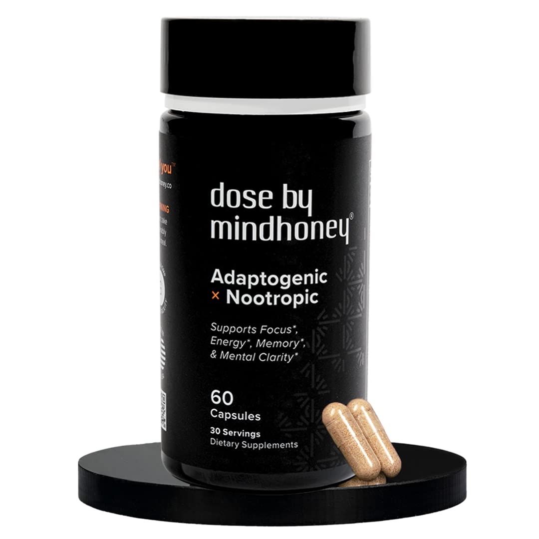MINDHONEY | DOSE 60 Count, Premium All-in-One Nootropic Brain Supplement | Focus, Mood, Energy, & Memory | Functional Mushrooms & Adaptogens - Lion’s Mane, Ashwagandha, L-Theanine, Bacopa, & Vitamins MINDHONEYAu supplements