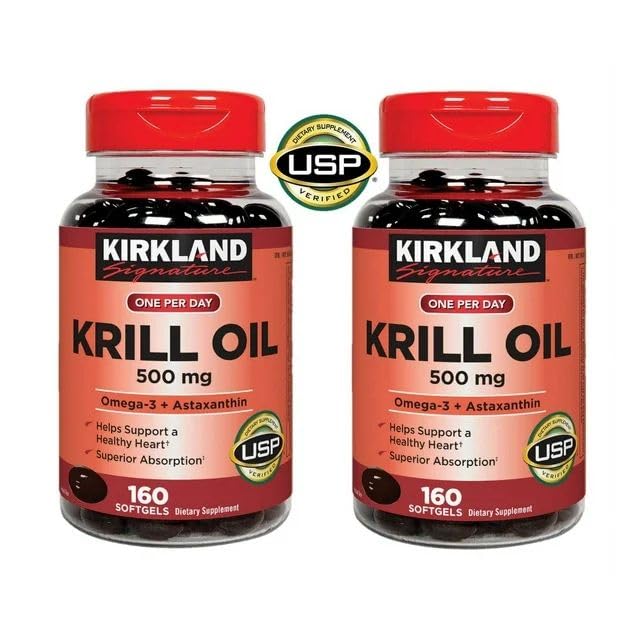 Kir-kland Signature Krill Oil 500 Milligram 160 Softgels healthsupps.co.ukUS supplements
