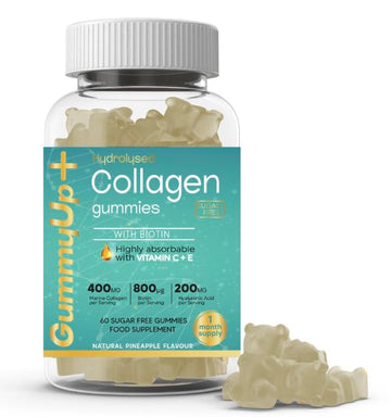 Hydrolysed Collagen Gummies with Biotin, 60 Sugar Free Natural Pineapple Flavoured Gummies ZA ZACANNAAu supplements