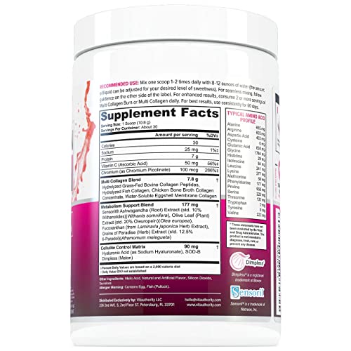 Multi Collagen Burn: Multi-Type Hydrolyzed Collagen Protein Peptides with Hyaluronic Acid VitauthorityUS supplements
