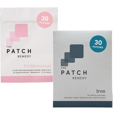 The Patch Remedy Period Patch & Iron Patches Kit - 30 PMS Menstrual Patches for Women with Vitex Chasteberry, Magnesium, Evening Primrose Oil, Dong Quai Extract, Curcumin, Vitamin B6 & E, Iron The Patch RemedyAu supplements