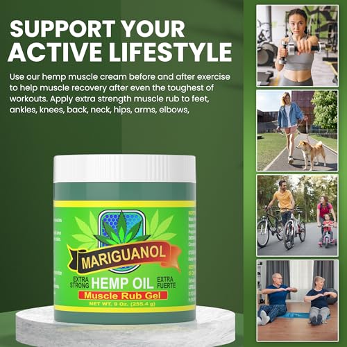 Mariguanol 9 Oz. Extra Strong Muscle Rub Gel with Hemp Oil, Menthol & Camphor – Cooling, Rapid-Absorbing Topical Gel for Active Lifestyles – Net Wt. 9 oz (255.4 g) [Pack of 2] MARIGUANOLAu supplements