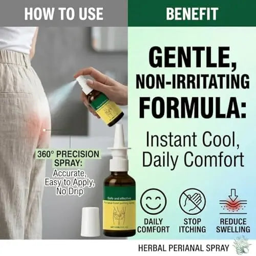 Herbal Hemorrhoid Relief Spray - Fast Acting Relief for Anal Swelling, Itching & Pain, Soothing Perianal Nursing Spray for Discomfort, Natural Plant-Based Formula, 30ML / 1 FL.OZ Aus HealthcareAu supplements