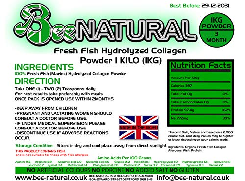 Bee-natural Marine Life (Fish) Hydrolyzed Collagen Powder 1KG Type 1 Bee-naturalUS supplements