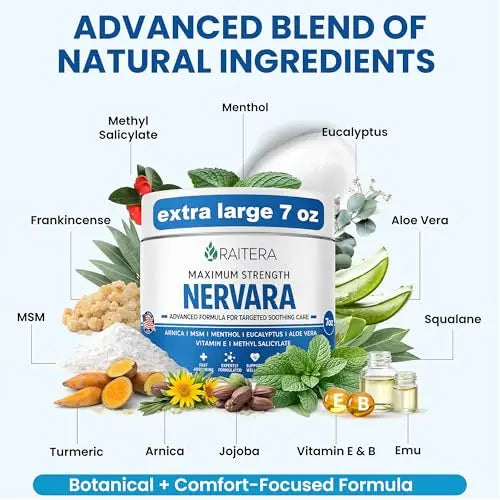 Raitera Neuropathy Cream – Extra Strength for Feet, Hands, Legs, Toes – Advanced Cooling Non-Greasy Fast Absorbing Formula - Natural Ingredients Frankincense, Arnica, Aloe Vera, Turmeric, MSM RaiteraAu supplements