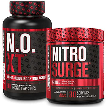 Jacked Factory Nitrosurge Shred Thermogenic Pre-Workout in Fruit Punch & N.O. XT Nitric Jacked FactoryAu supplements