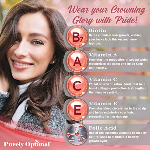Premium Hair Vitamins Supplement-Gummy Vitamins w/Biotin, Folic Acid, Vitamins A&D Purely OptimalUS supplements