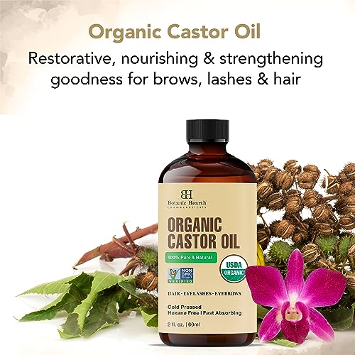 Botanic Hearth Castor Oil | USDA Certified Organic |100% Pure & Hexane Free | Cold Pressed | Growth Botanic HearthAu supplements