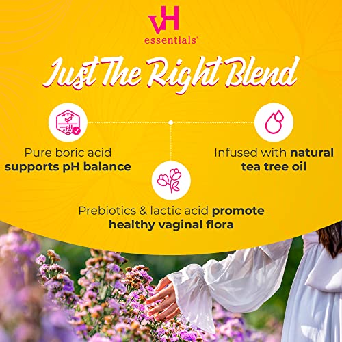 vH essentials Boric Acid + Tea Tree Vaginal Suppositories - Prebiotics Formula with Lactic Acid vH essentialsAu supplements