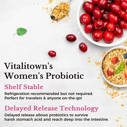 VITALITOWN Women's Probiotics 120 Billion CFUs 1 Daily, 30 Strains, with Prebiotics VITALITOWNUS supplements