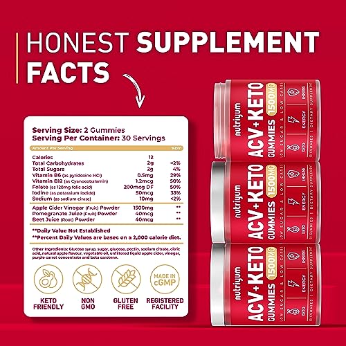 Keto ACV Gummies 1500 mg - Gelatin-Free Apple Cider Vinegar Gummies - Low Carbs Pectin XELARAu supplements