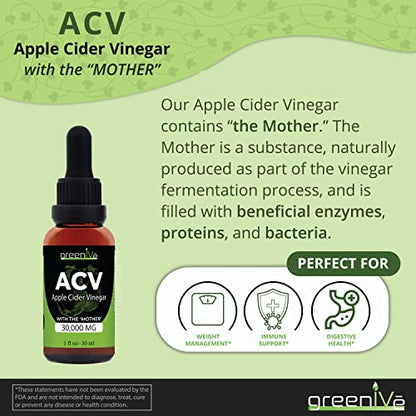 GreenIVe ACV Drops Apple Cider Vinegar Tincture with The Mother Weight Management GreenIVeUS supplements