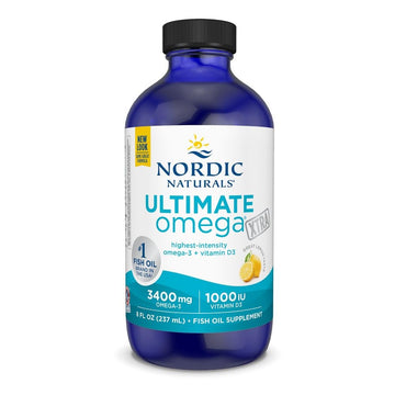 Nordic Naturals Ultimate Omega Xtra Liquid, Lemon Flavor - 8 oz - 3400 mg Omega-3 + 1000 IU Vitamin D3 - EPA & DHA - Brain, Heart, Joint, & Immune Health - Non-GMO - 48 Servings Nordic NaturalsAu supplements