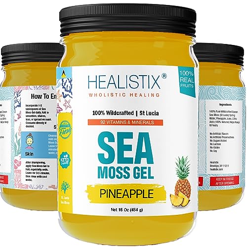 Healistix Pineapple Irish Sea Moss Gel 16 Oz - St Lucia Wildcrafted Seamoss Gel, Packed HX HEALISTIXAu supplements