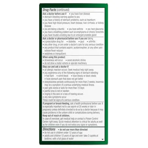 Excedrin PM for Headache Relief, Acetaminophen 250mg, Aspirin 250mg, Diphenhydramine Citrate 38mg, Pain Reliever, Nighttime Sleep-Aid, 100 Count ExcedrinAu supplements
