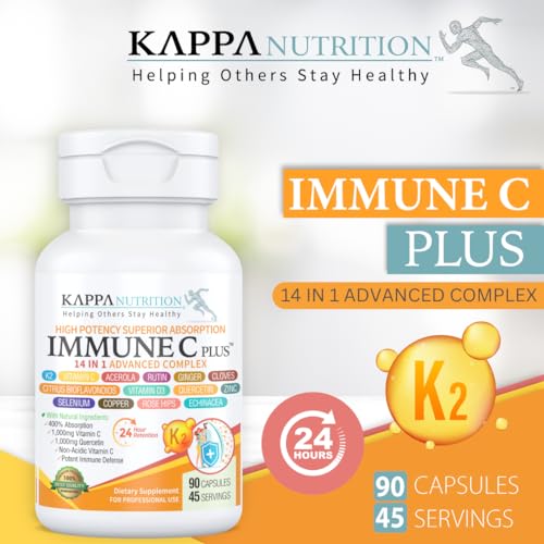 Quercetin 1,000mg, Vitamin C 1,000mg, Zinc 50mg, Vitamin D3 5,000iu, Selenium, Copper, Acerola, Ginger, Rutin, Bitter Orange, Rose Hips, Echinacea, Immune C Plus, 14 in 1 Immune C Plus (120 Count) KAPPA NUTRITIONAu supplements