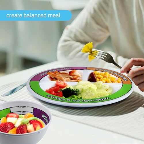 Portion Control Bariatric Plates and Bowls Set of 2 (4pcs Total) - Self-Measuring Plates HeroFiberUS supplements