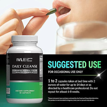 IVL - Daily Cleanse Herbal Colon Health Formula - Detoxification, Probiotic, Digestive Support IVLUS supplements
