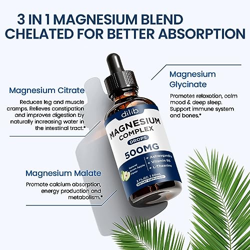 Triple Magnesium Complex Supplement-Magnesium Glycinate, Citrate, Malate Liquid dilibAu supplements