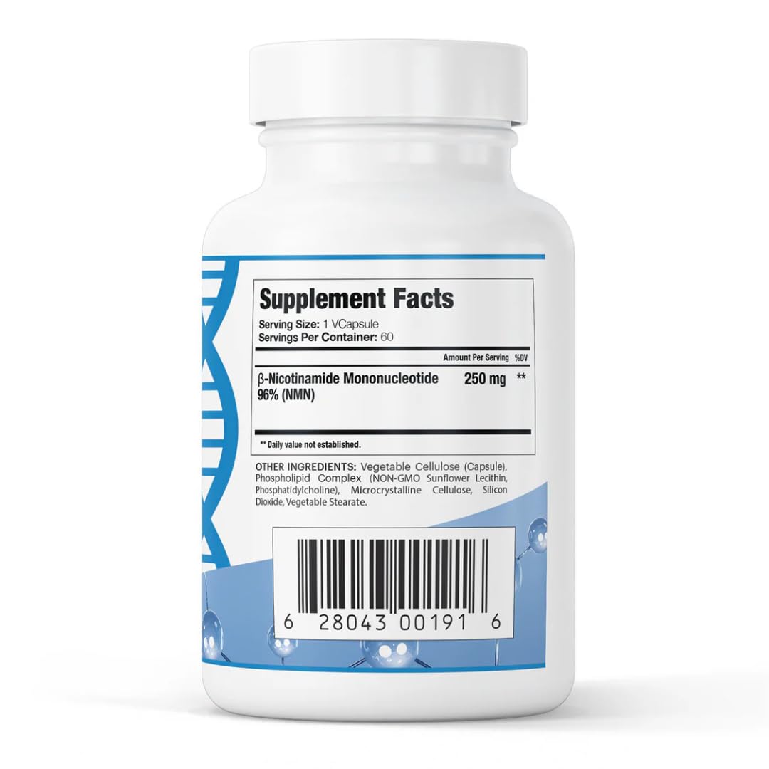 GenuinePurity - 250mg Liposomal NMN Supplement - 60 Vegan Capsules to Support NAD+ Production, Cellular Energy & Healthy Aging - Nicotinamide Mononucleotide for Metabolic Wellness & Immune Support GenuinePurityAu supplements