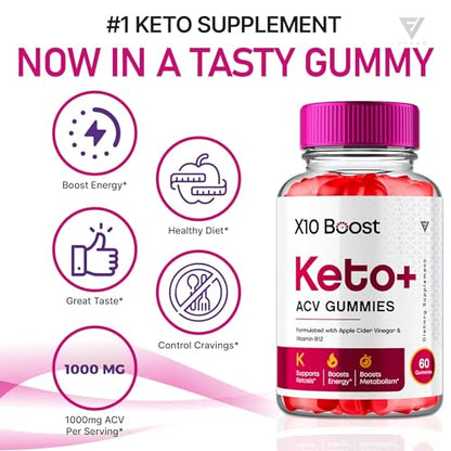 (2 Pack) X10 Boost Keto ACV Gummies, X10 Keto Boost Gummies Advanced Weight Loss FyvusUS supplements