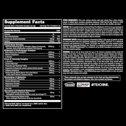 Animal Primal Muscle Hydration + Preworkout Powder – Contains Beta Alanine, 3DPump AnimalUS supplements