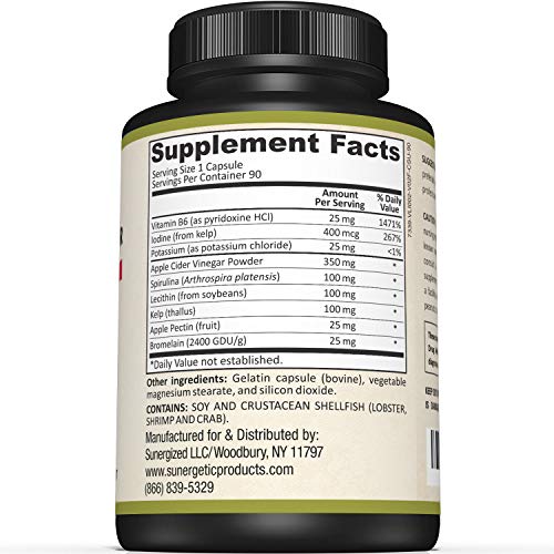 Sunergetic Premium Apple Cider Vinegar Capsules – Includes Apple Pectin, Spirulina SunergeticUS supplements