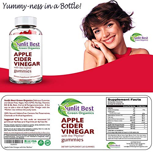 Apple Cider Vinegar Gummies Vitamins with The Mother, Delicious Immunity, Gluten Free Sunlit Best Green OrganicsAu supplements