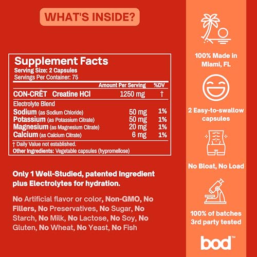 Creatine HCL Pills - Muscle Growth, Endurance, No Bloat, No Load, Not Flavored Goba TeaUS supplements