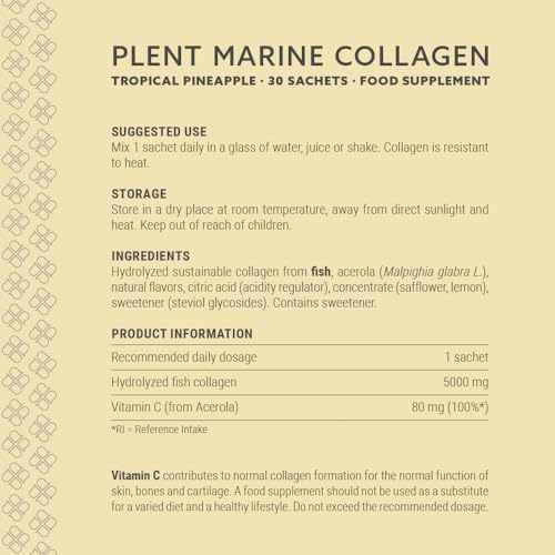 Plent Pure Marine Collagen Tropical Pineapple - Stay Beautiful - 5G Collagen Peptides Daily PlentAu supplements