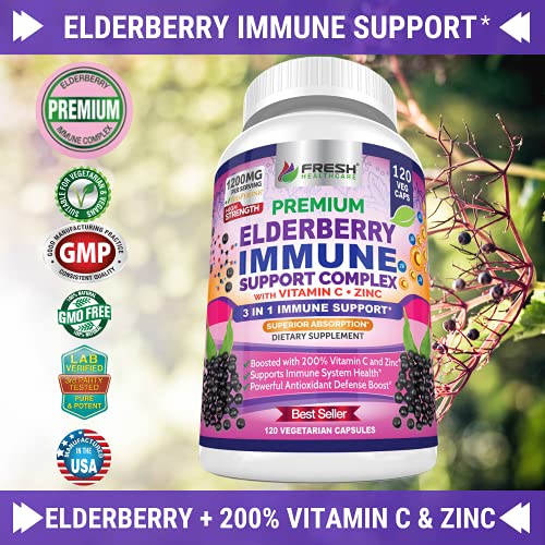 FRESH HEALTHCARE Elderberry Capsules - High Potency Black Elderberry with Zinc FRESH HEALTHCAREUS supplements